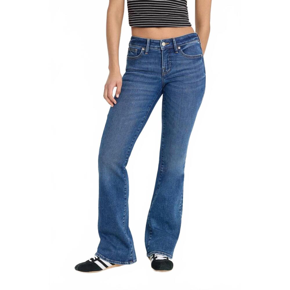 NEW GOOD AMERICAN good low rise slim bootcut jeans in indigo